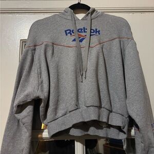 "Reebok" Heather Gray Cropped Hoodie
